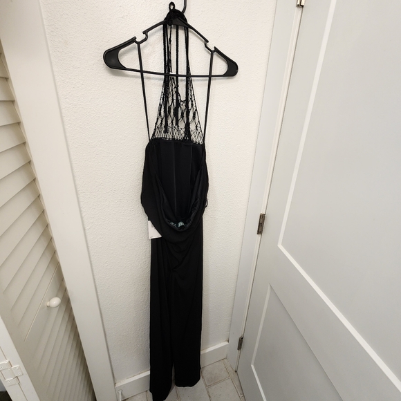 NWT Lauren Ralph Lauren Black Crochet Halter Pull On Jumpsuit - Picture 3 of 9